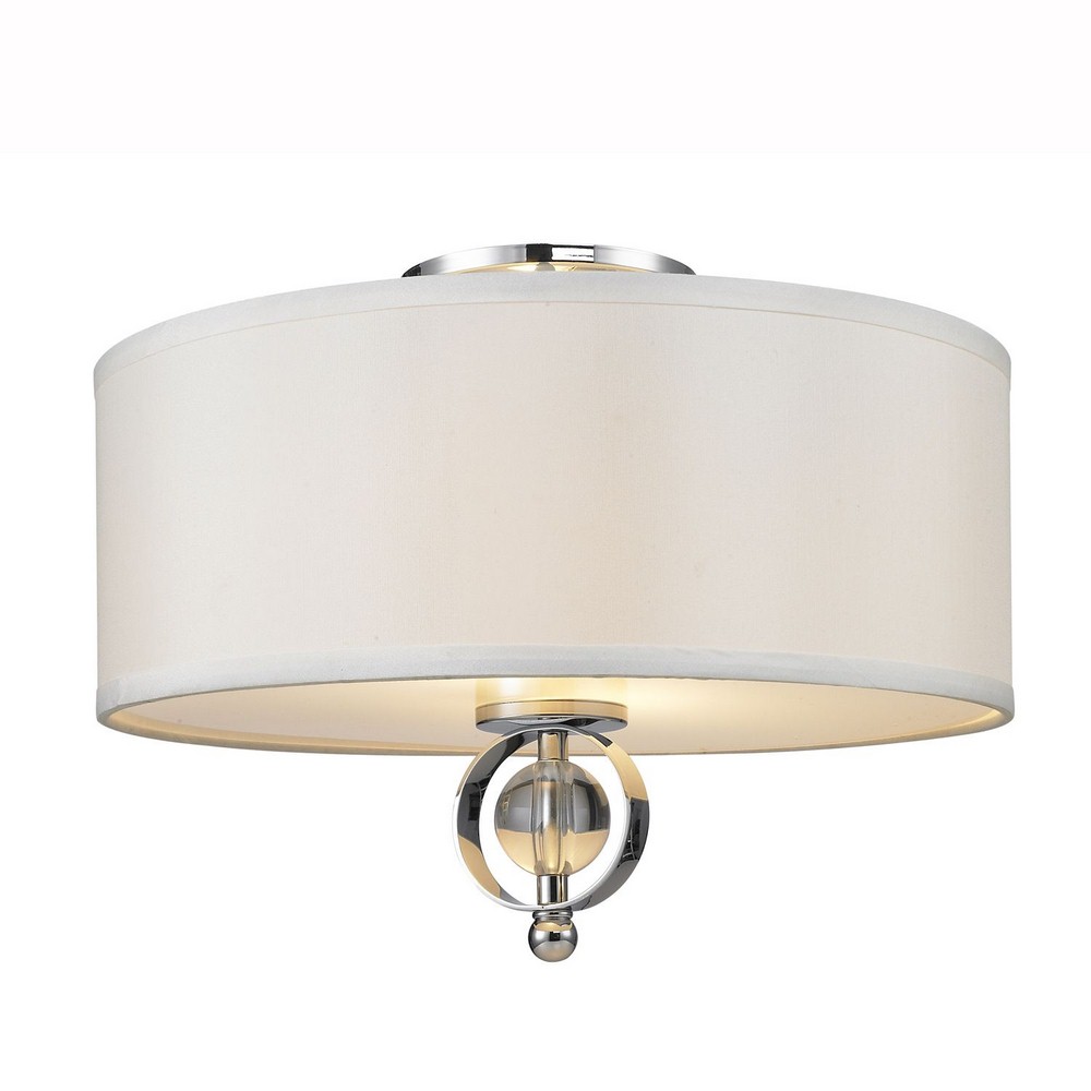 Golden Lighting-1030-FM CH-Cerchi - 2 Light Flush Mount in Eclectic style - 11.5 Inches high by 15 Inches wide Chrome  Chrome Finish with Etched Opal Glass